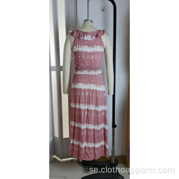 Grossistförsäljning av rosa randiga ärmlösa klänningar för kvinnor